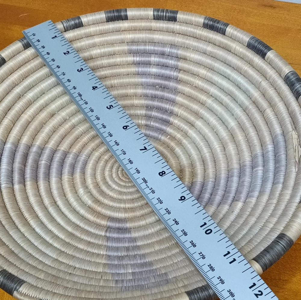 Handmade Woven Grass Coil Basket Folk Art Bowl Wall Art - Picture 5 of 6